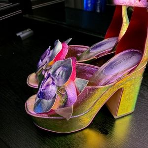 Jeffrey Campbell Matalic Flower Platform Sandal